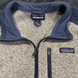 Patagonia Men's Blue and Gray Zip-Up Sweater